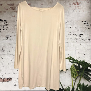Cupio Long Sleeve crew neck Tunic Top\ dress loungewear L off white